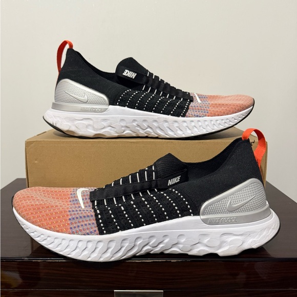 Nike React Phantom Run Flyknit 2 DQ7647-001 Black Team Orange Men's Size 13 - Picture 1 of 5
